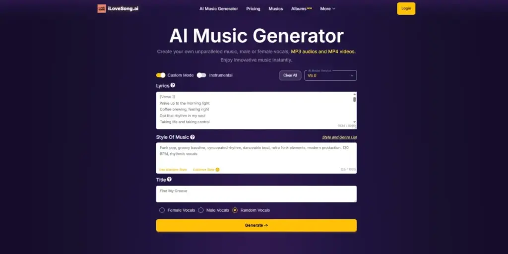 iLoveSong AI, generador de canciones con voz e inteligencia artificial desde texto