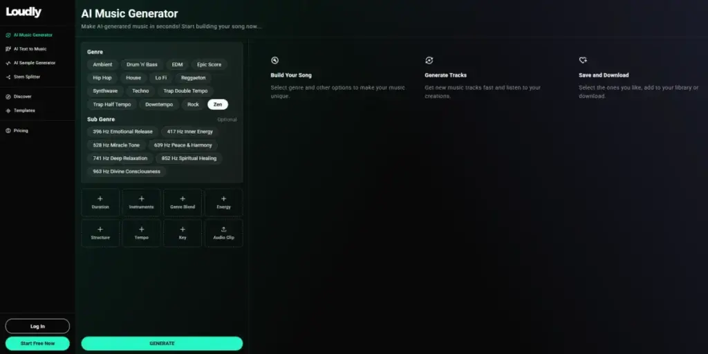 Loudly, generador de música con IA basado en estilos y licencias royalty-free