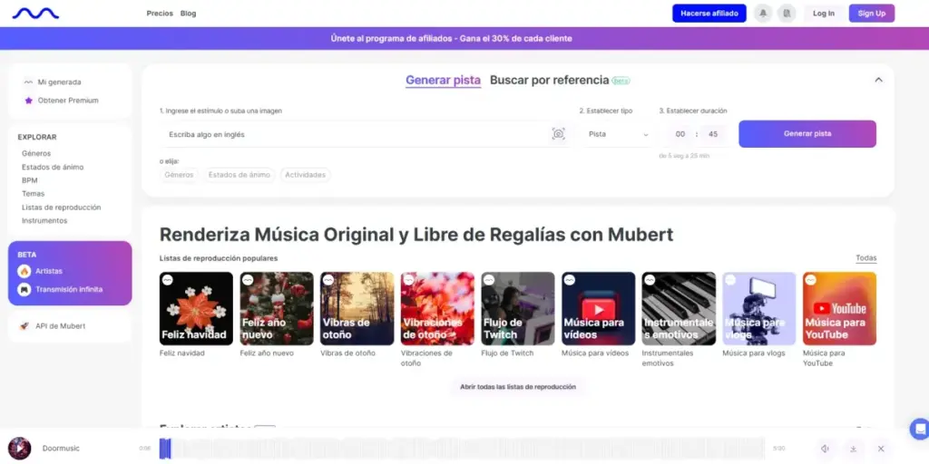 Mubert, sistema de música generativa creada con inteligencia artificial en tiempo real
