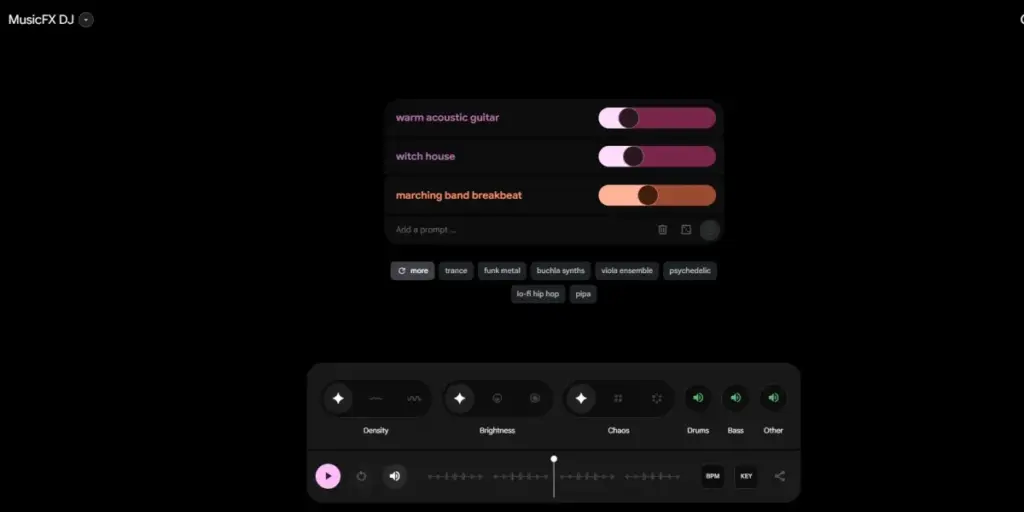 MusicFX DJ de Google Labs para crear música generativa en tiempo real con inteligencia artificial