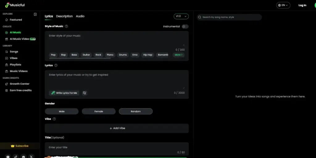 Musicful AI, generador de música con inteligencia artificial desde texto y parámetros musicales