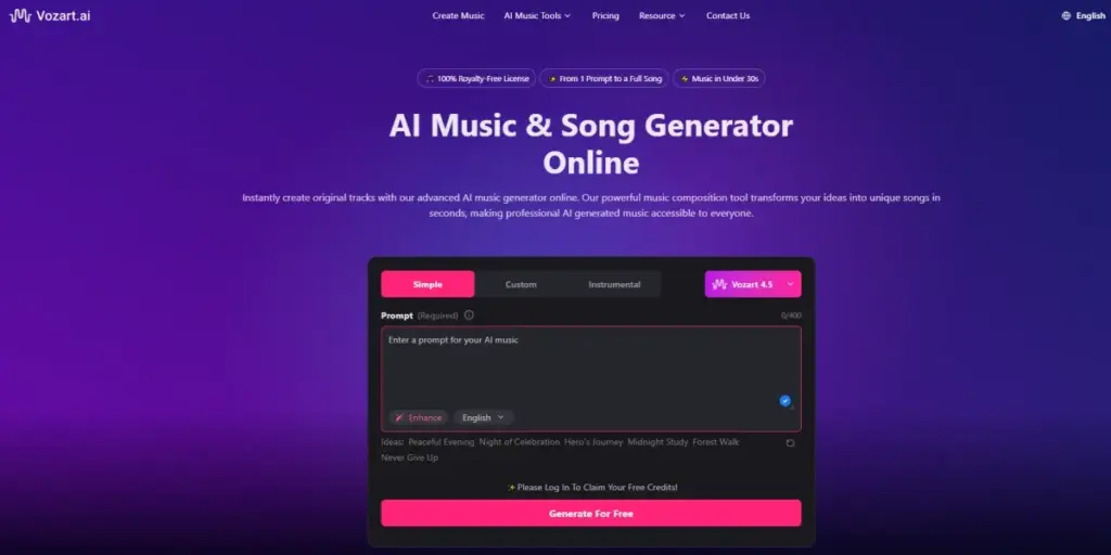 Vozart AI, plataforma de inteligencia artificial para crear canciones con voz desde texto